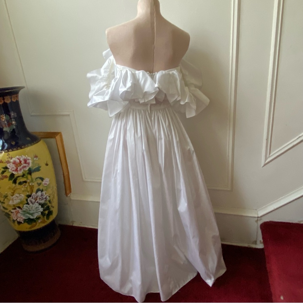 White Off-Shoulder Ruffle Ball Gown Dress - Picture 6 of 12